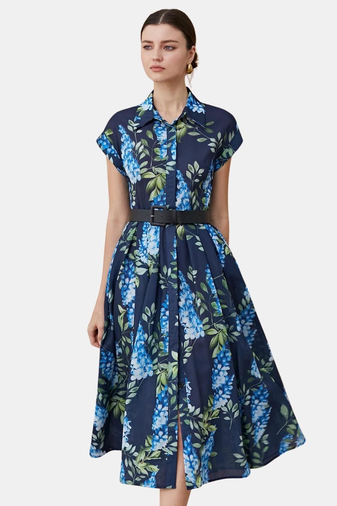 Florentia | Printed Button Down Belted Midi Dress
