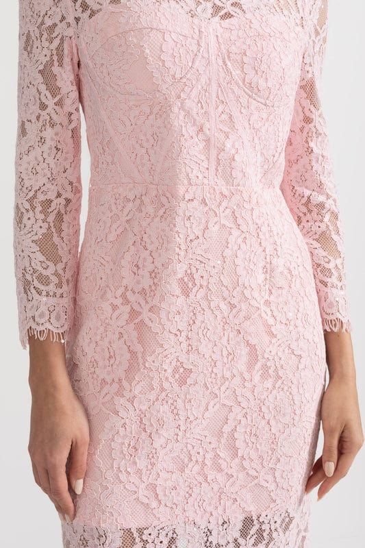 Elarisse | Elegant Lace Maxi Dress in Soft Pink