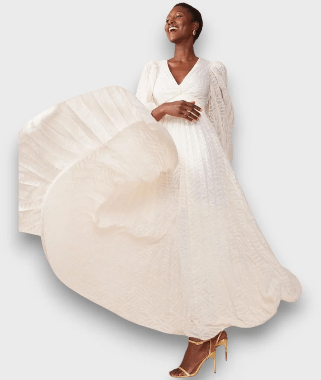 Lunara | Balloon Sleeve Maxi Dress in Cream White