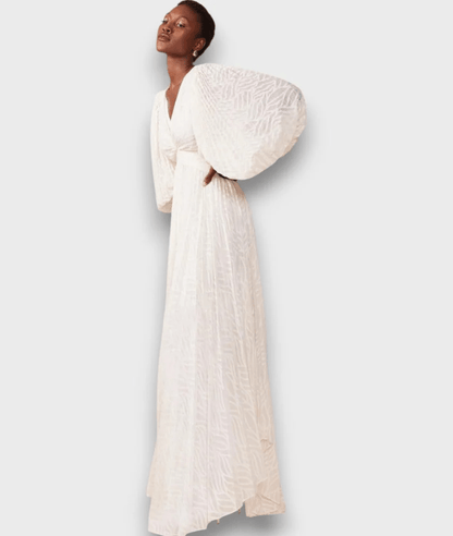 Lunara | Balloon Sleeve Maxi Dress in Cream White