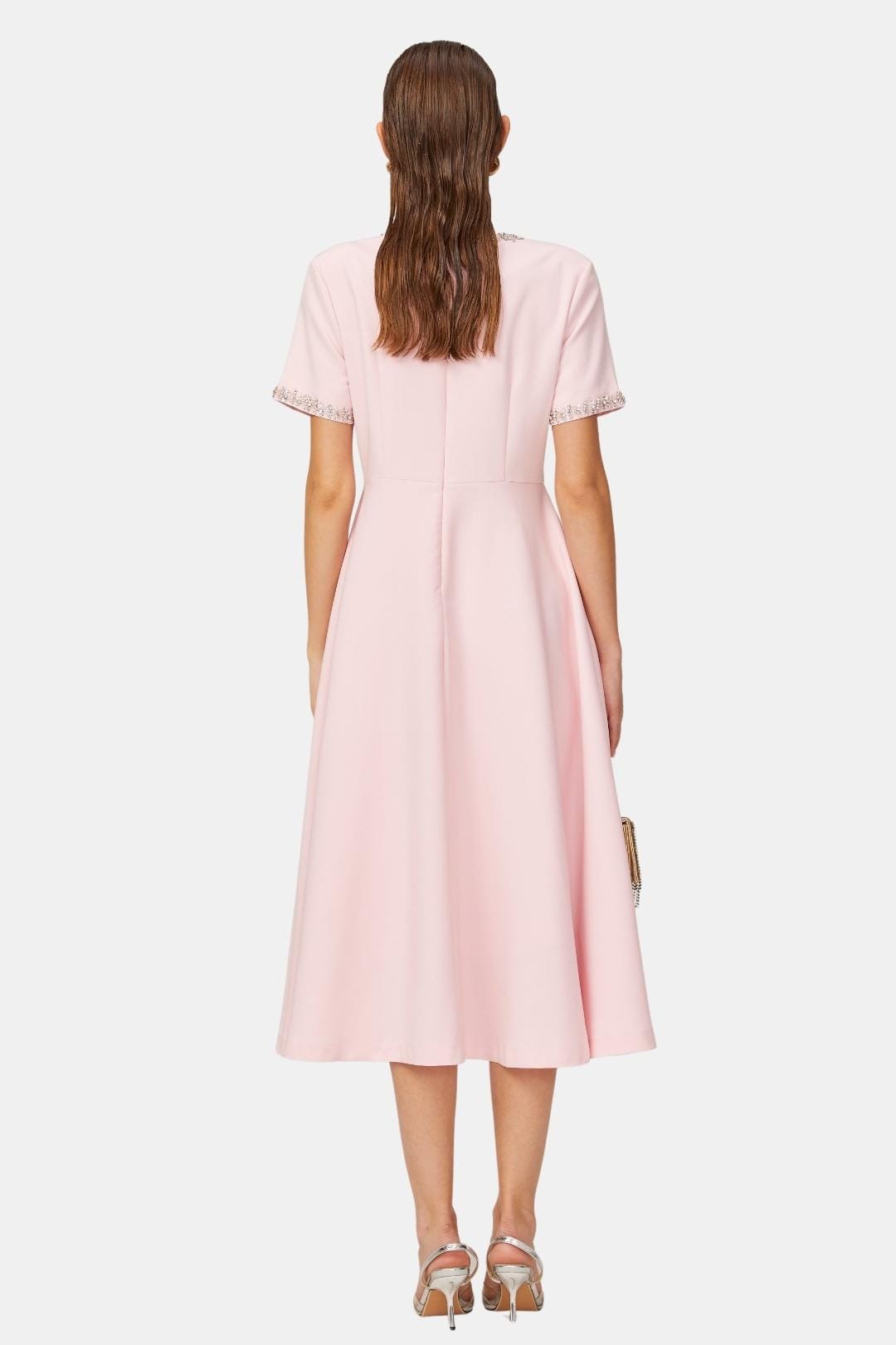 Selvianne | Bowknot Crystal-Embellished Midi Cocktail Dress