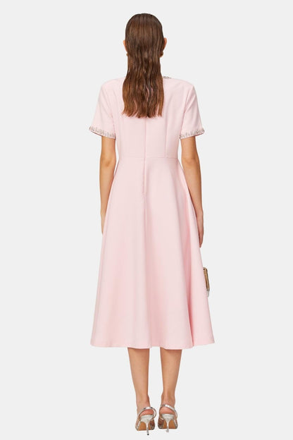 Selvianne | Bowknot Crystal-Embellished Midi Cocktail Dress